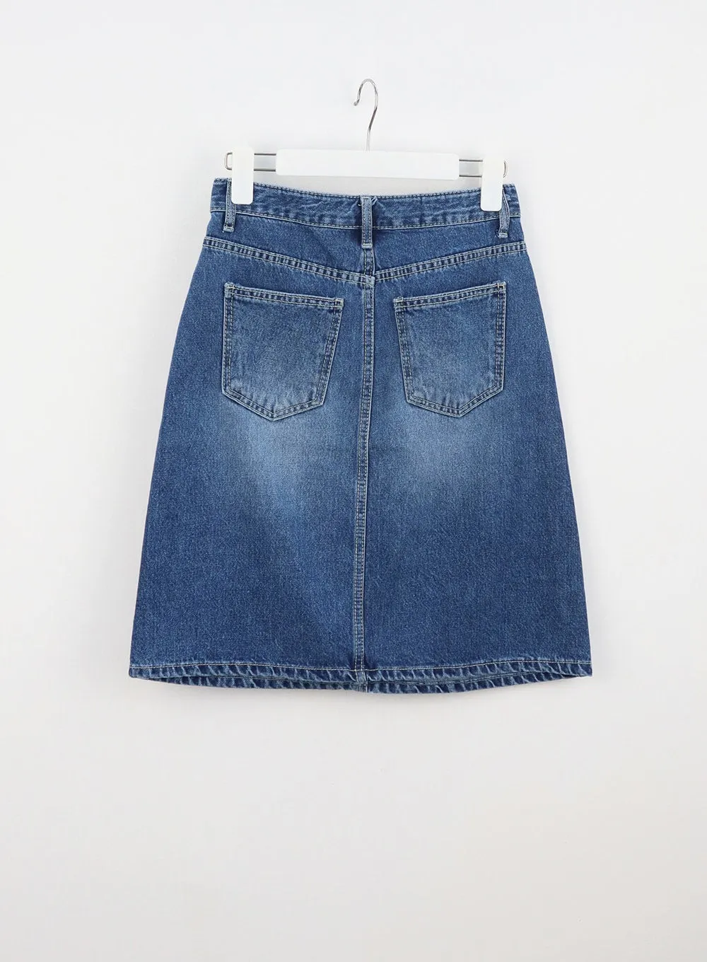 A-Line Denim Midi Skirt OU328