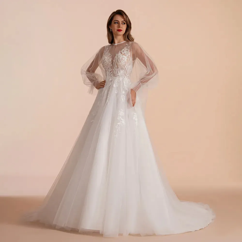 A-Line Enchantment: Sweetheart Lace Ivory Wedding Gown