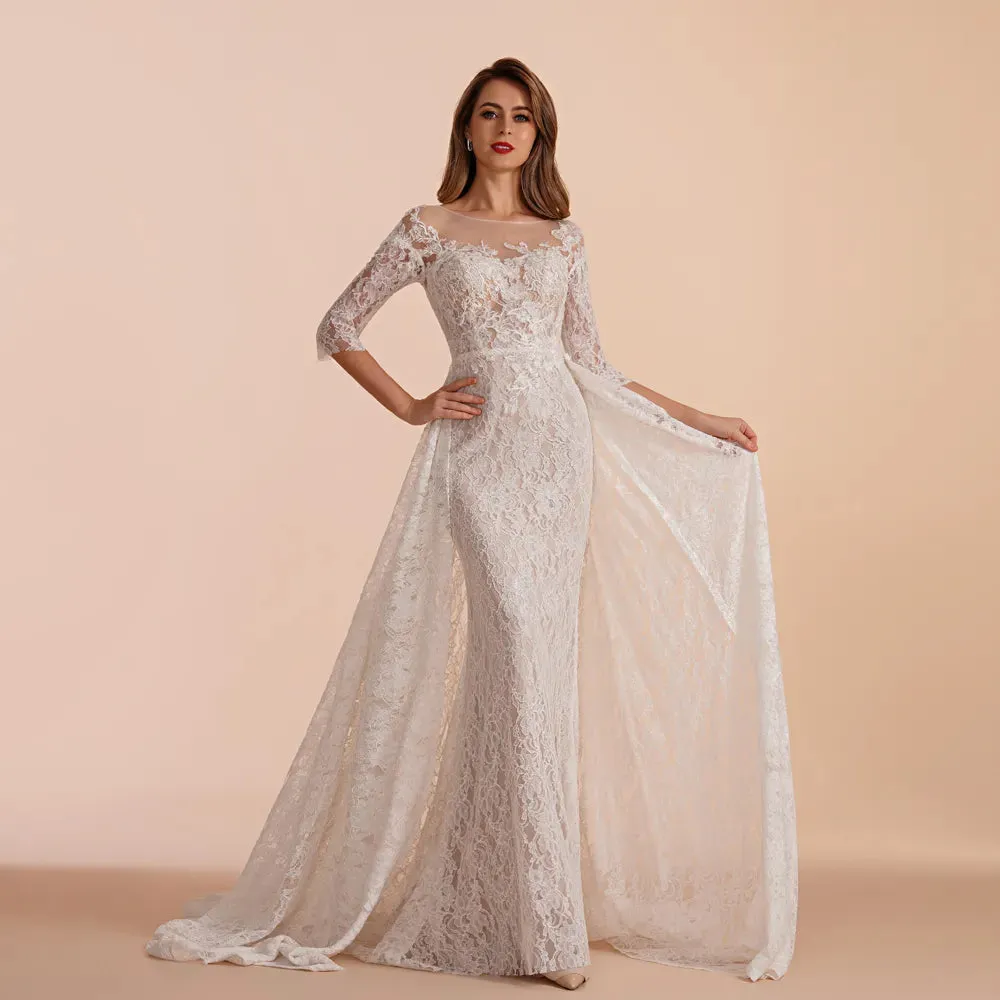 A-Line Enchantment: Sweetheart Lace Ivory Wedding Gown