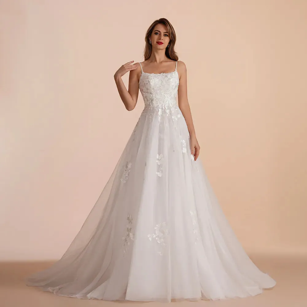 A-Line Enchantment: Sweetheart Lace Ivory Wedding Gown