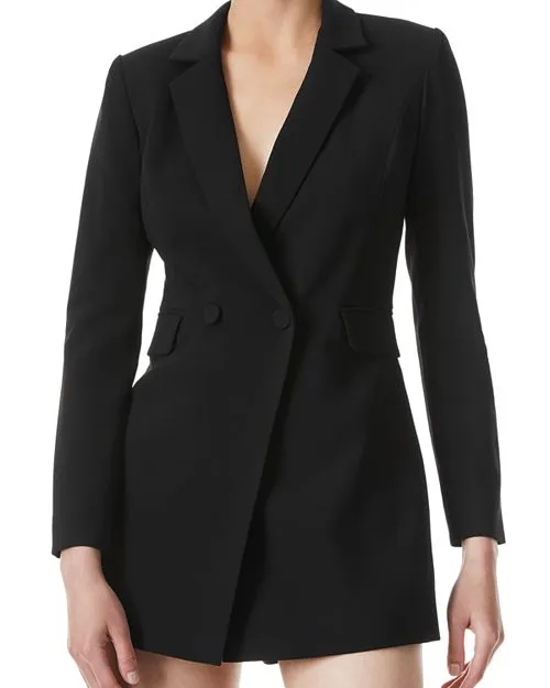 Alice and Olivia Scalloped Kyrie Tuxedo Jumpsuit in Black