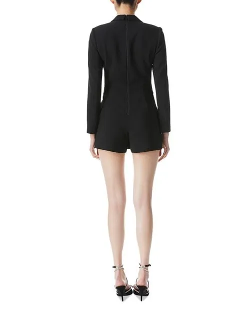 Alice and Olivia Scalloped Kyrie Tuxedo Jumpsuit in Black