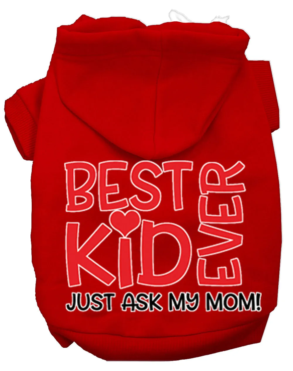 Ask My Mom Screen Print Dog Hoodie Red S