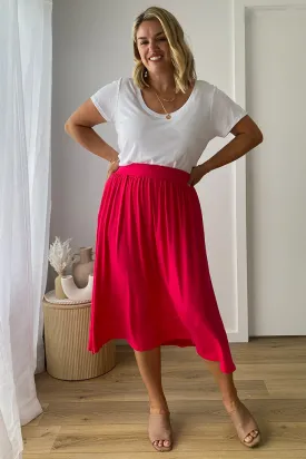 Bamboo Midi Skirt - Magenta