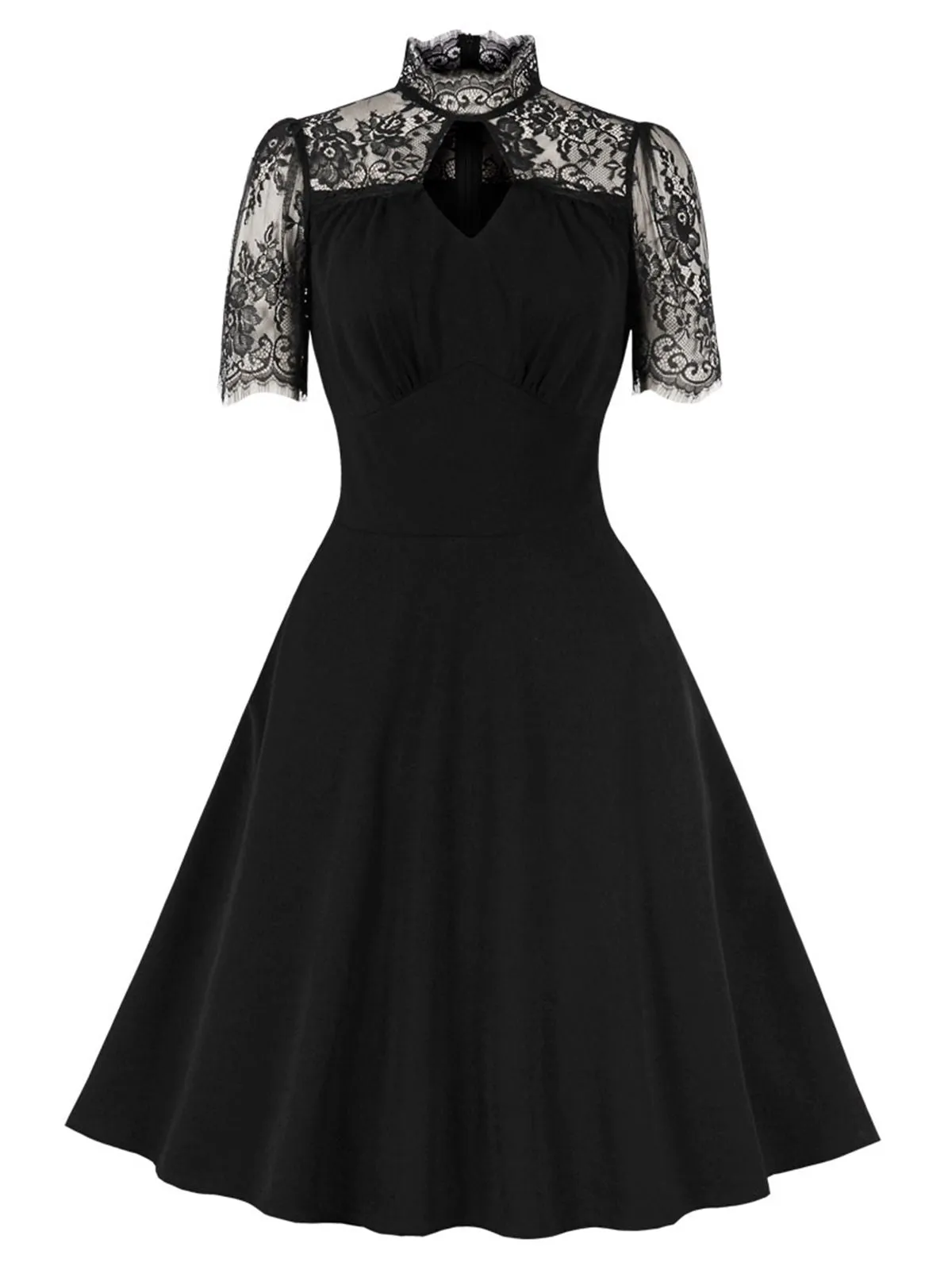 Black 1950s Lace A-Line Dress