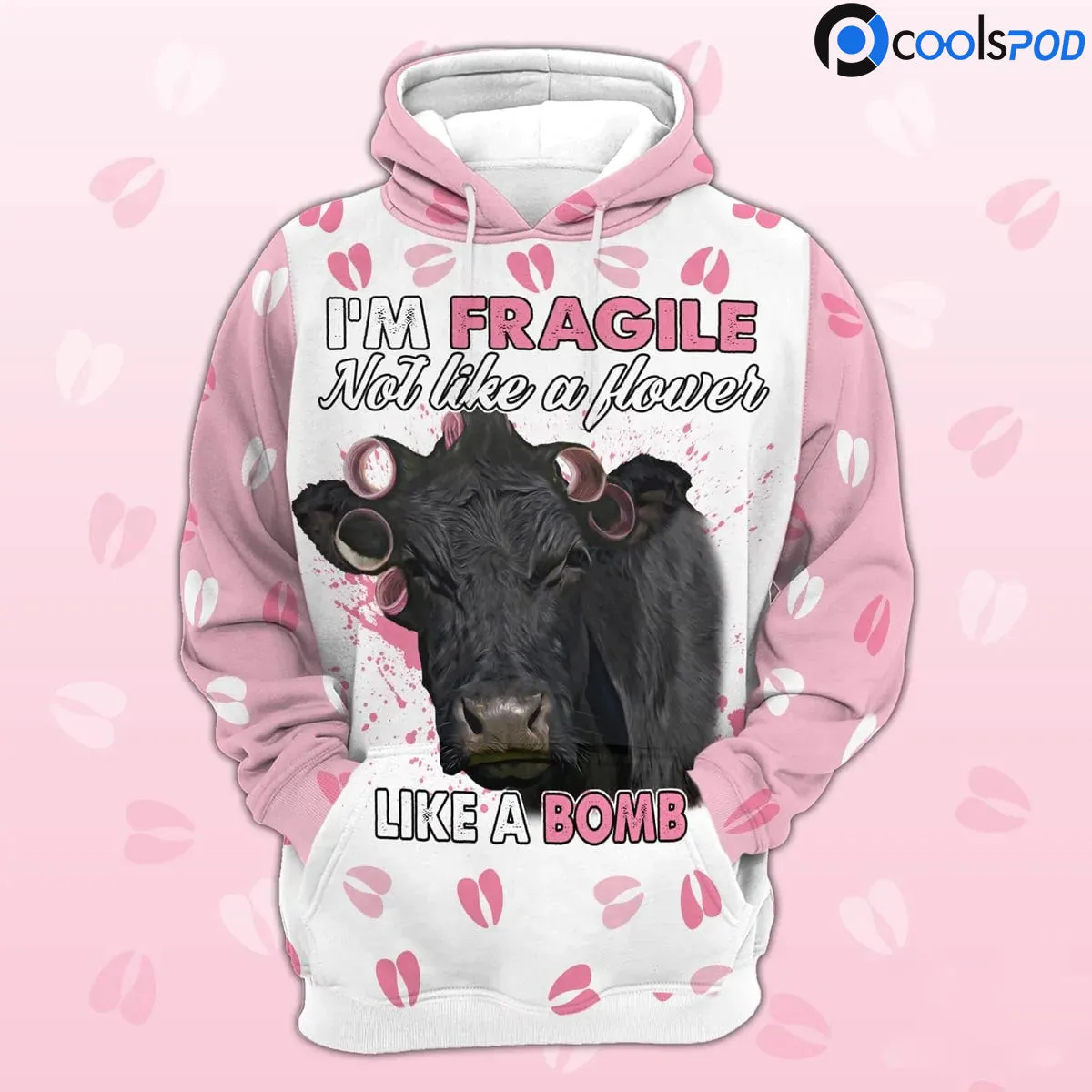 Black Angus Hoodie, I'm Fragile Not Like A Flower Like A Bomb 3D Hoodie, Women Farm Hoodie