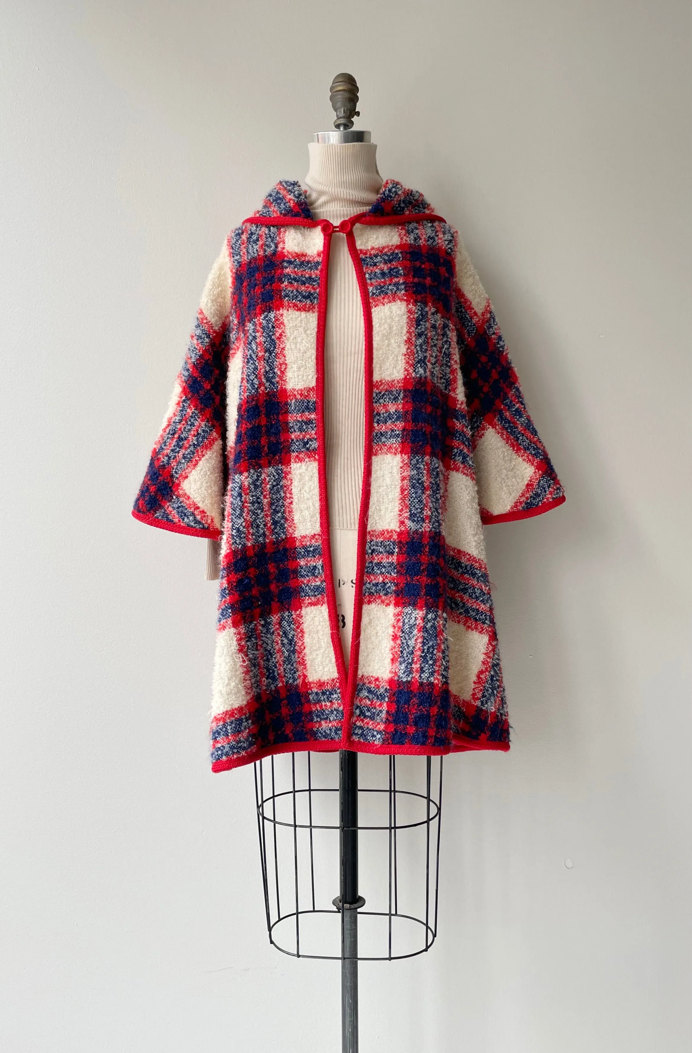 Boucle Wool Tartan Coat