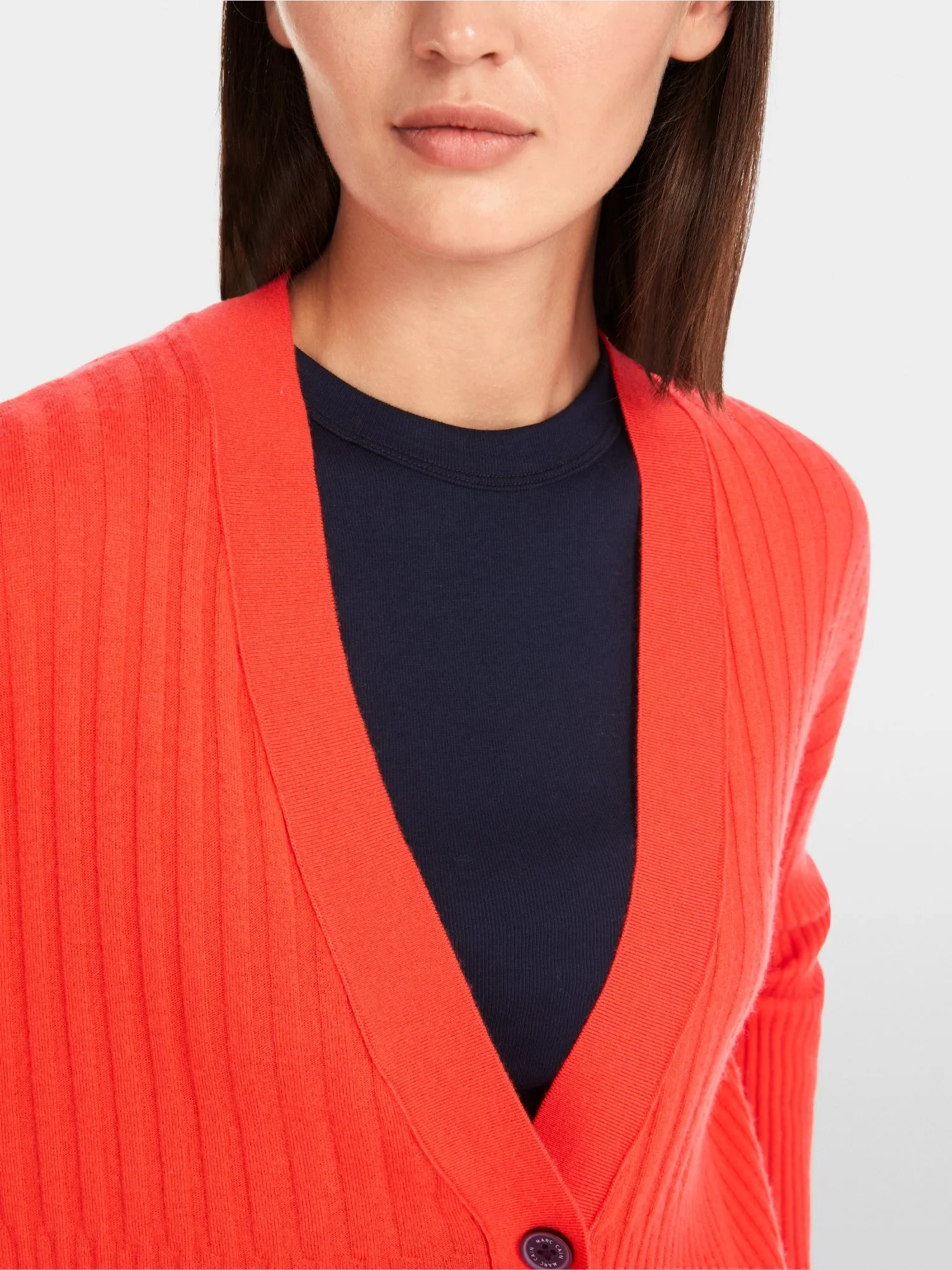 Campari Wool & Cashmere Blend Ribbed Cardigan