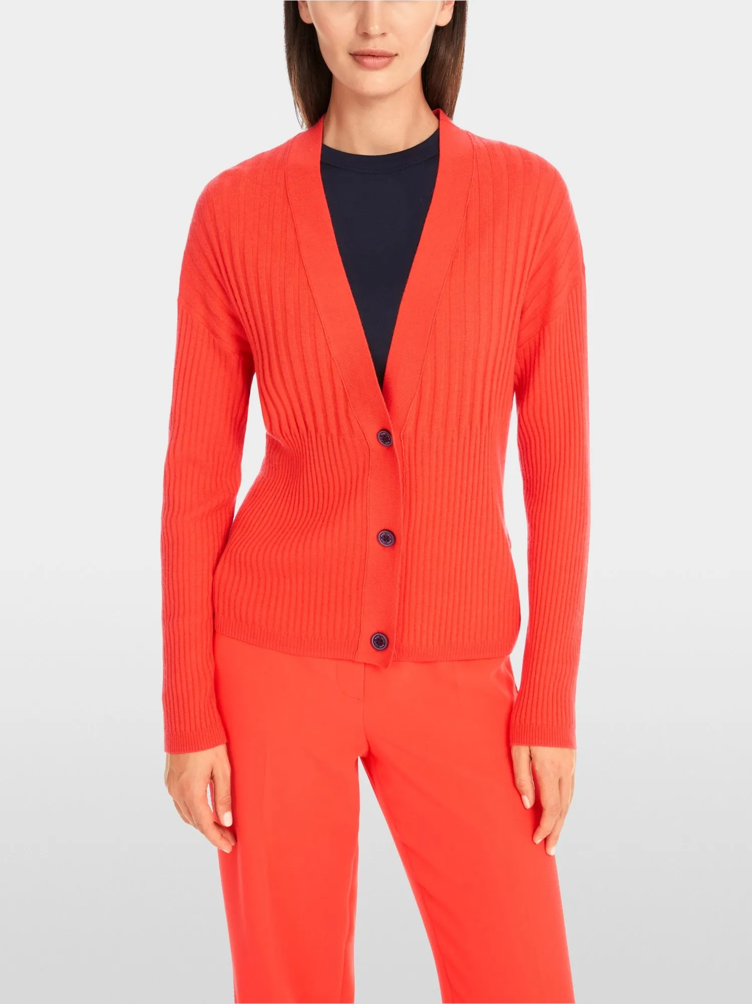 Campari Wool & Cashmere Blend Ribbed Cardigan