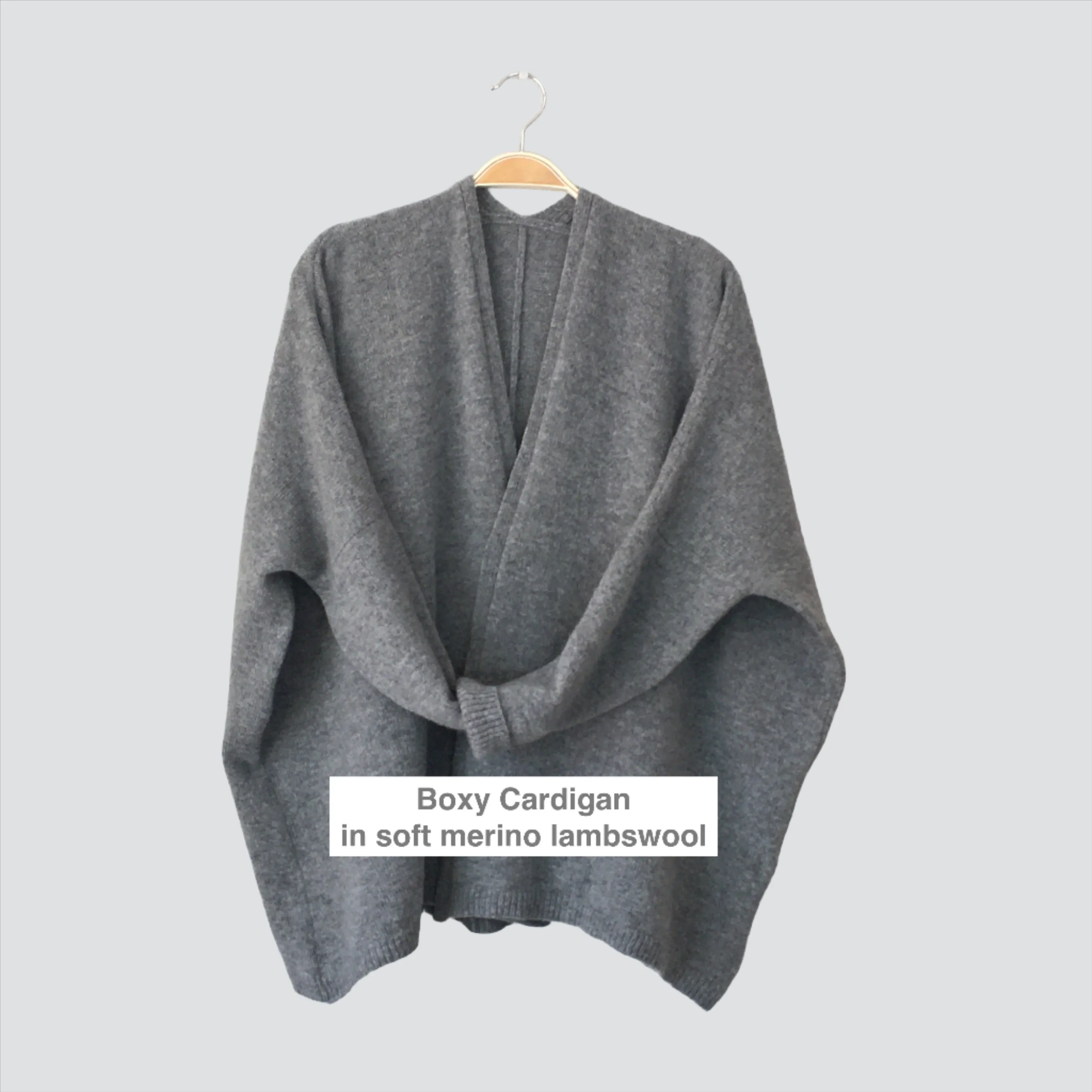 Cardigan edge to edge boxy style uniform grey (no buttons) - Made to Order