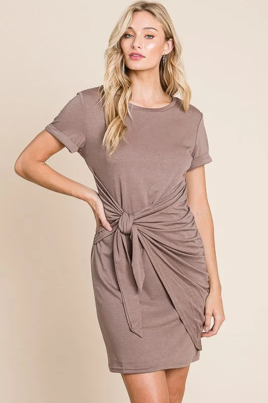 Charlie Short Sleeve Tie Waist Shirt Dress