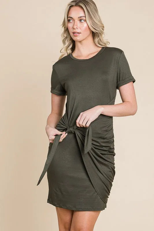 Charlie Short Sleeve Tie Waist Shirt Dress