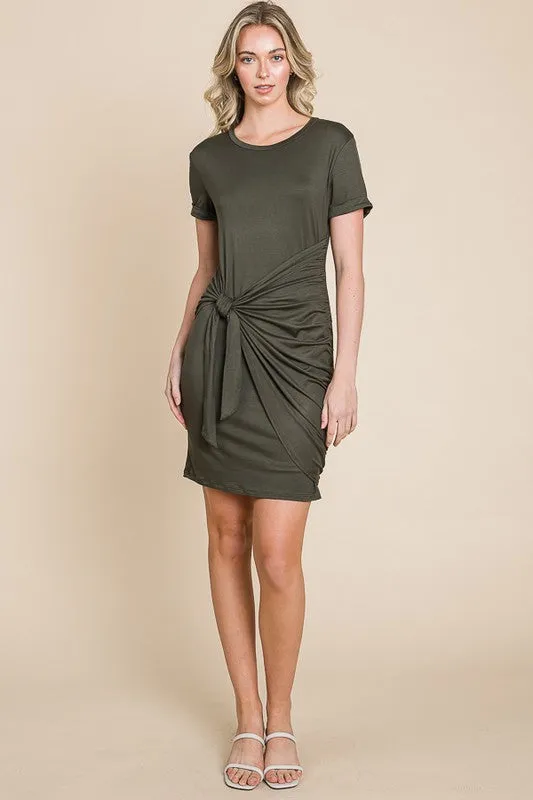 Charlie Short Sleeve Tie Waist Shirt Dress