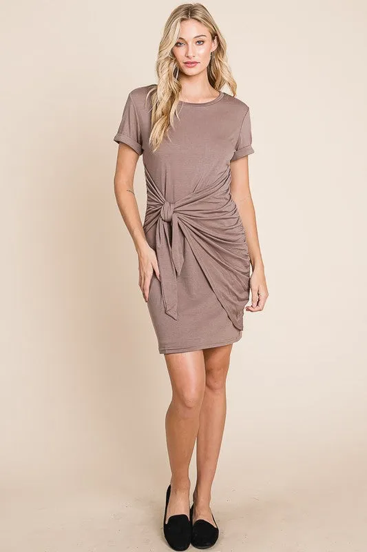 Charlie Short Sleeve Tie Waist Shirt Dress