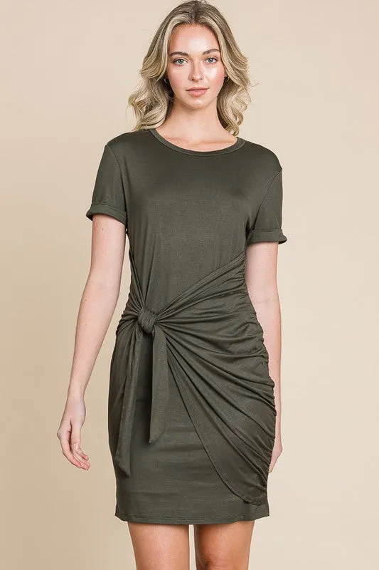 Charlie Short Sleeve Tie Waist Shirt Dress