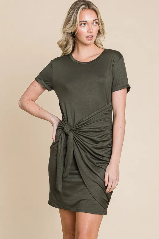 Charlie Short Sleeve Tie Waist Shirt Dress