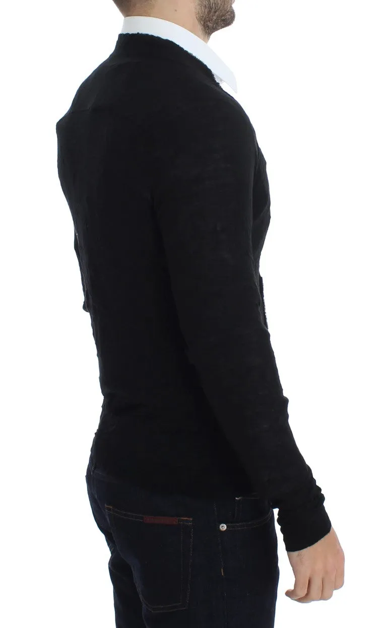 Costume National Elegant Black Merino Wool Cardigan