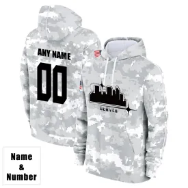 Custom Name & Number Hoodie Denver Broncos 2024 Salute to Celebrities Club Fleece Pullover Hoodie City Silhouette Hoodie Unisex