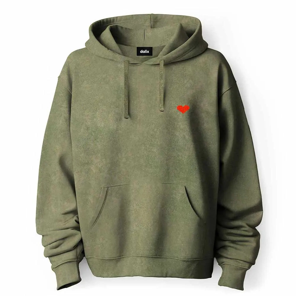 Dalix Pixel Heart Mineral Wash Hoodie