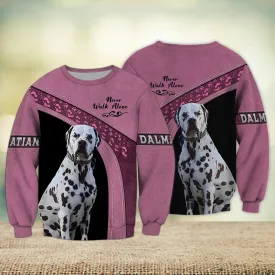 Dalmatian Love Pink Never Walk Alone Christmas 3D Full Print Sweatshirt