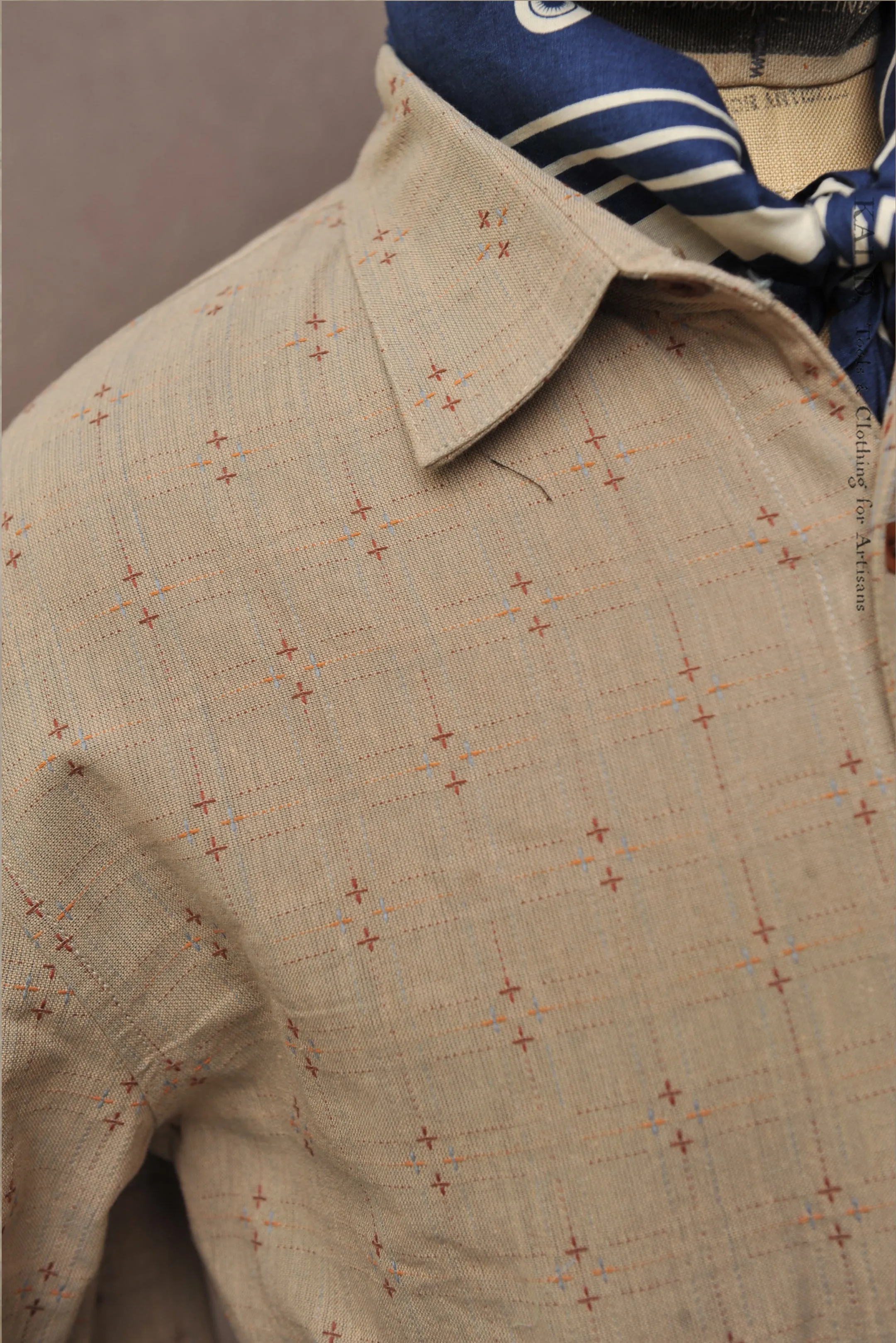 Delancey Shirt - Novel Sashiko - Limestone - L, XL