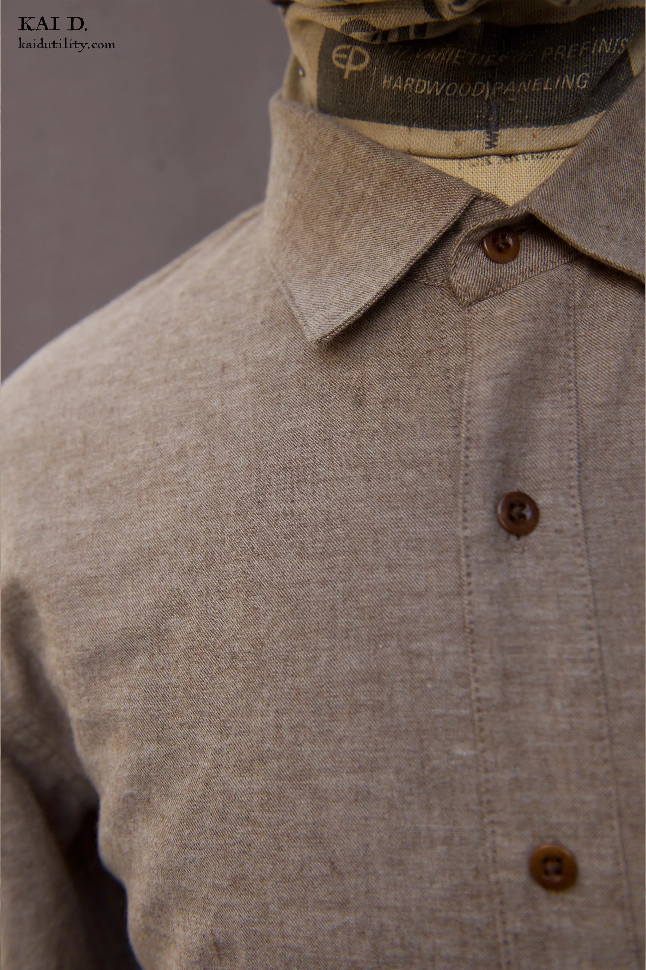 Delancey Shirt - Tan Heather Cotton - S, M, L, XL