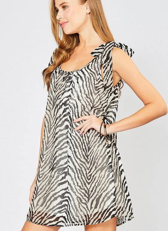 Entro Sheer Look Zebra Shift Dress