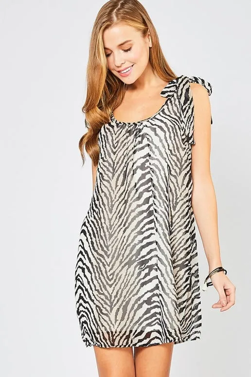 Entro Sheer Look Zebra Shift Dress