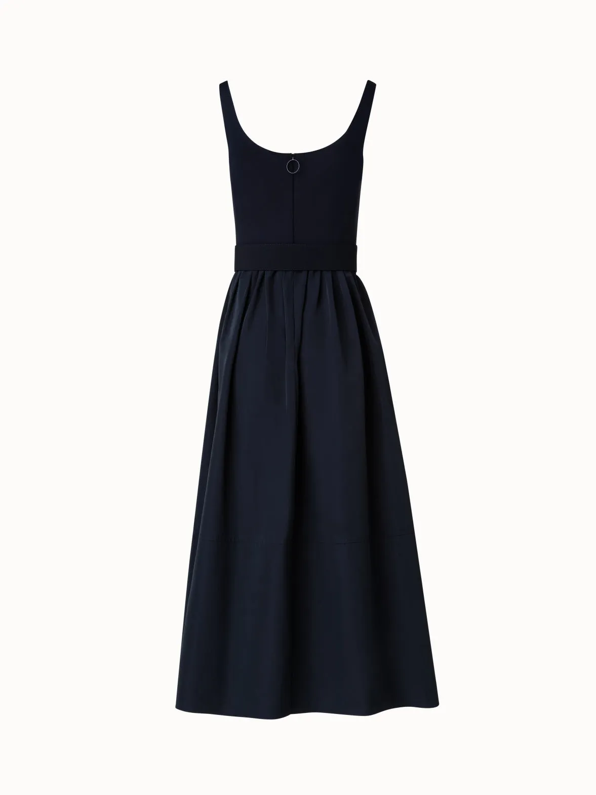 Fit and Flare Midi Dress With Volume Taffeta Skirt