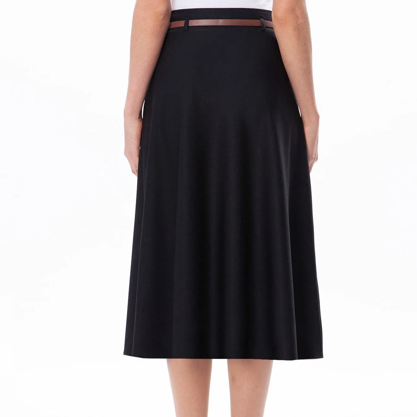 Flare Skirt Deep Waistband - Black