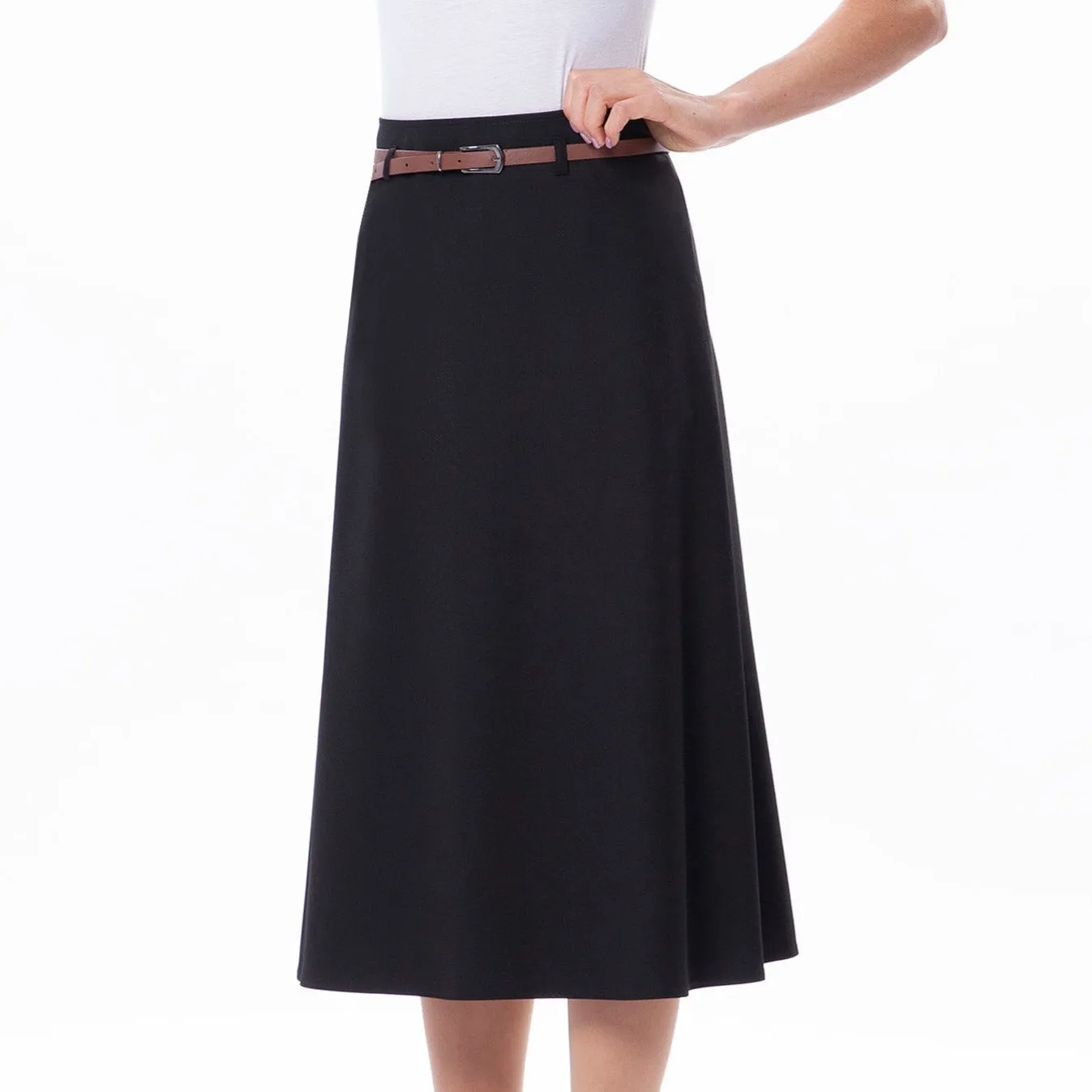 Flare Skirt Deep Waistband - Black