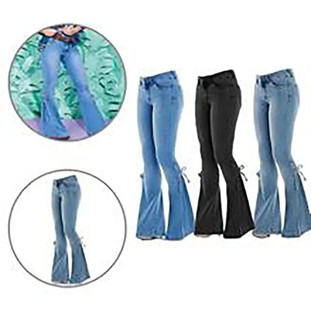 Funki Buys | Pants | Women's High Waist Tie Up Flared Jeans