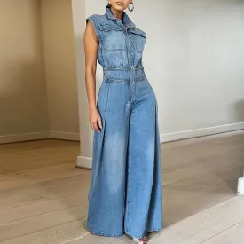 Girlary Denim Jumpsuit Women Loose Vintage Preppy Style Overalls Female Fashion Streetwear Chic Popular Harajuku