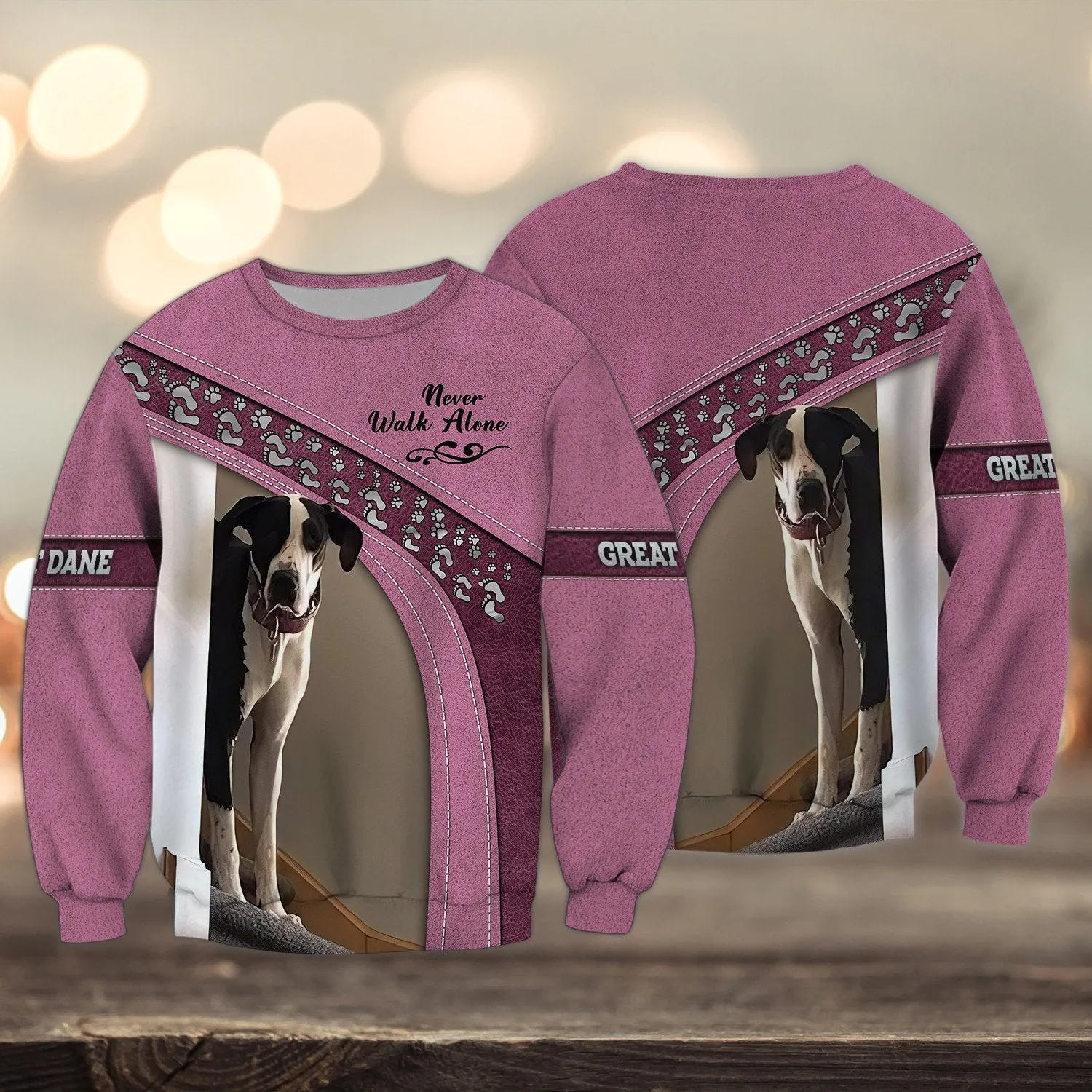 Great Dane Love Multicolor Option Never Walk Alone 3D Full Print Sweatshirt