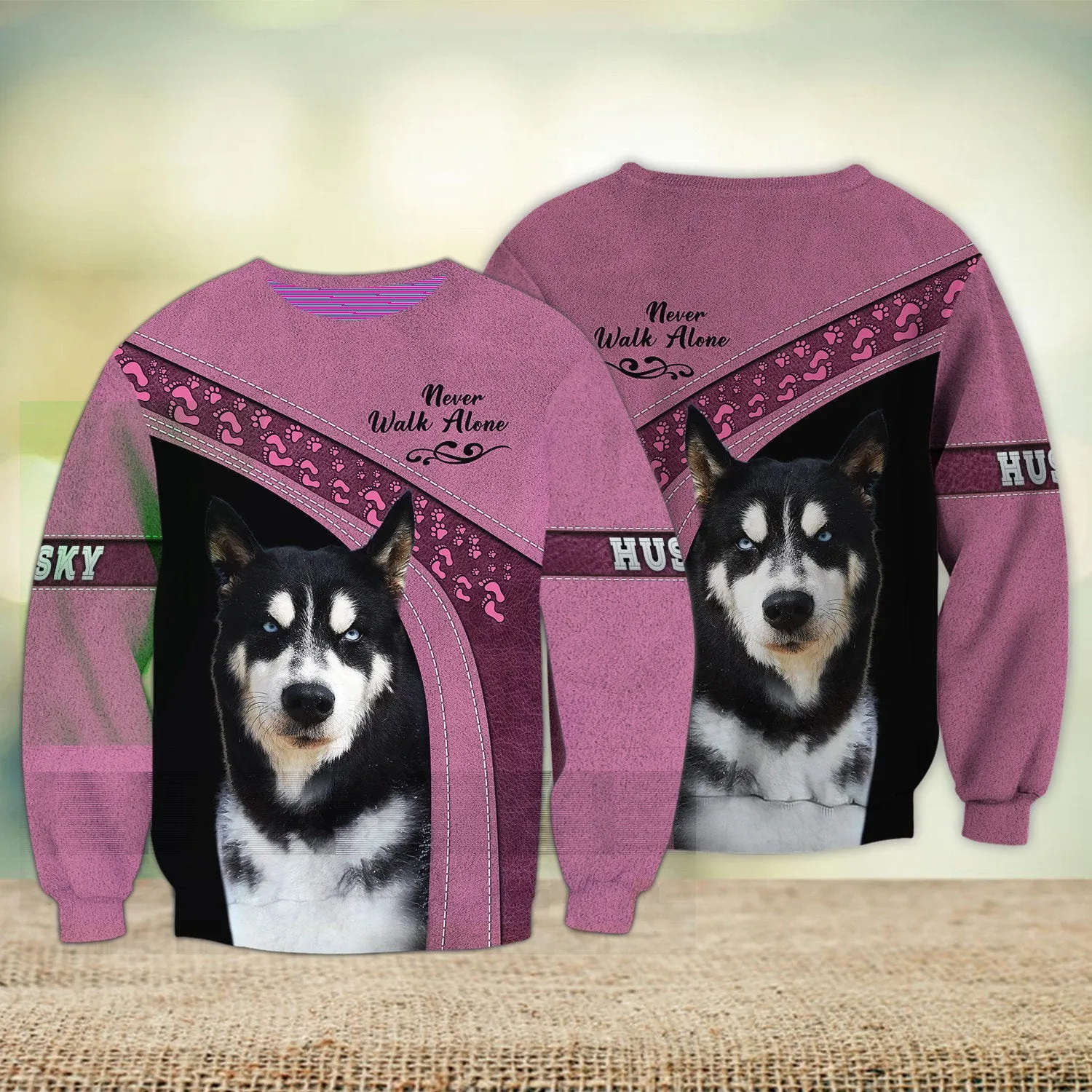 Husky Love Never Walk Alone 3D Full Print Shirts, Sweatshirt for Loss of Dog Christmas