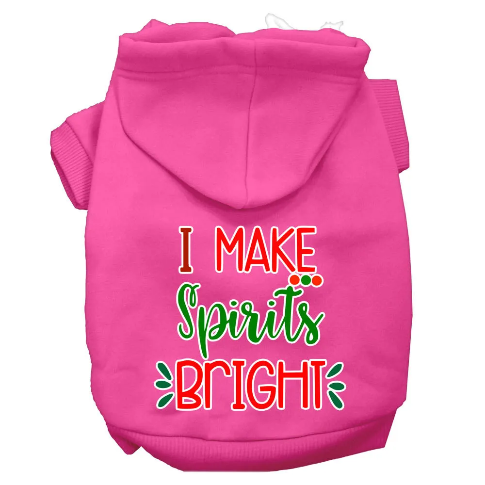 I Make Spirits Bright Screen Print Dog Hoodie Bright Pink Xxxl