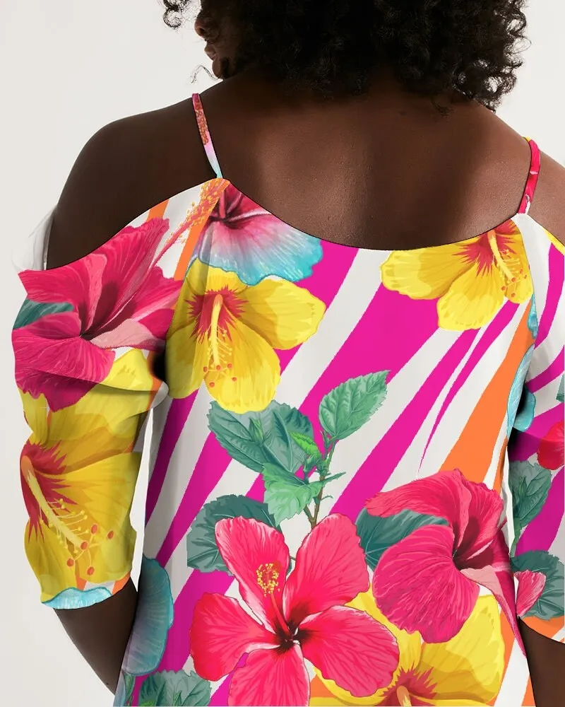 Island Floral Cold Shoulder Dress