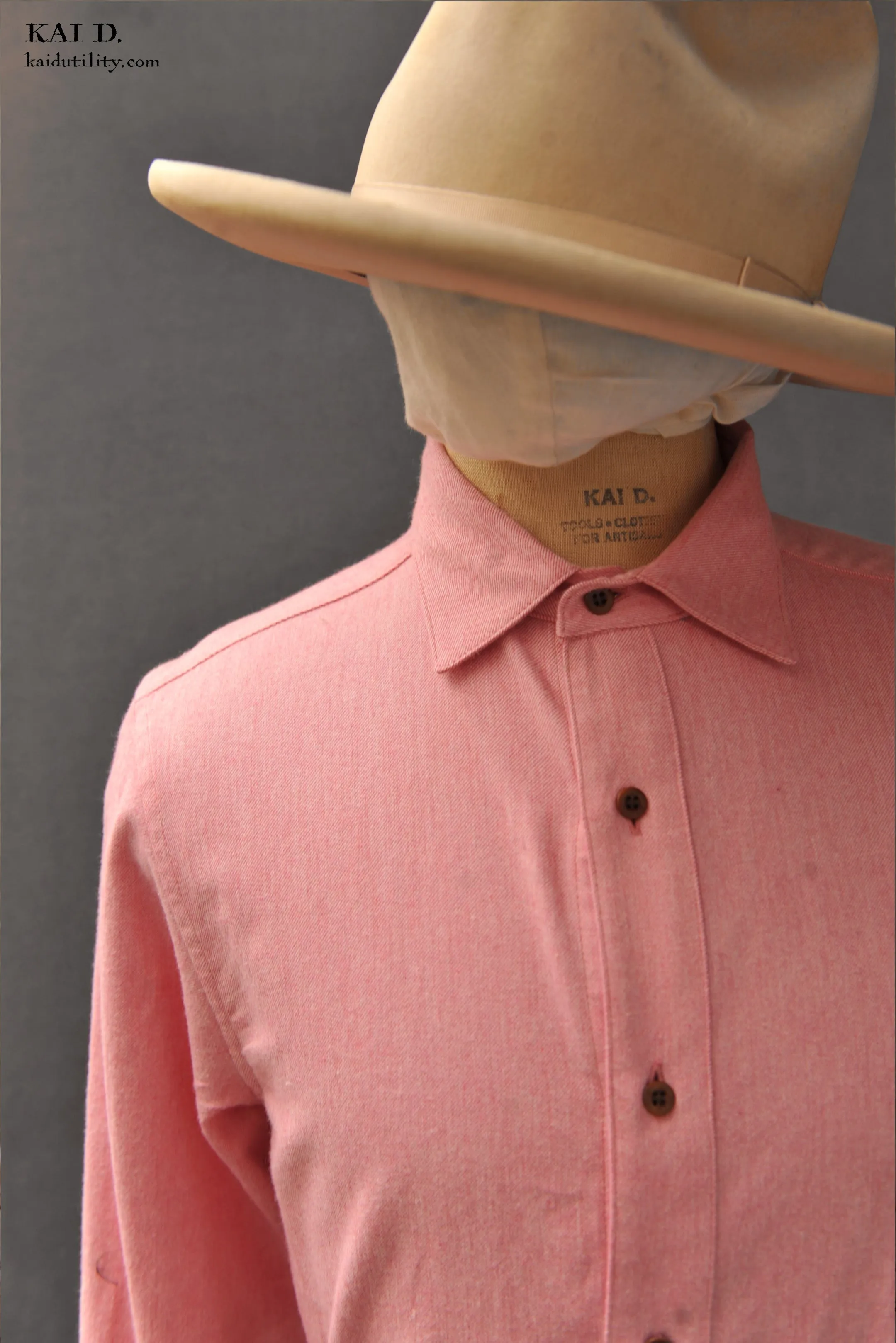 Italian Flannel Denham Shirt - Pink Heather - S, M, L, XL (longer sleeves and body length)