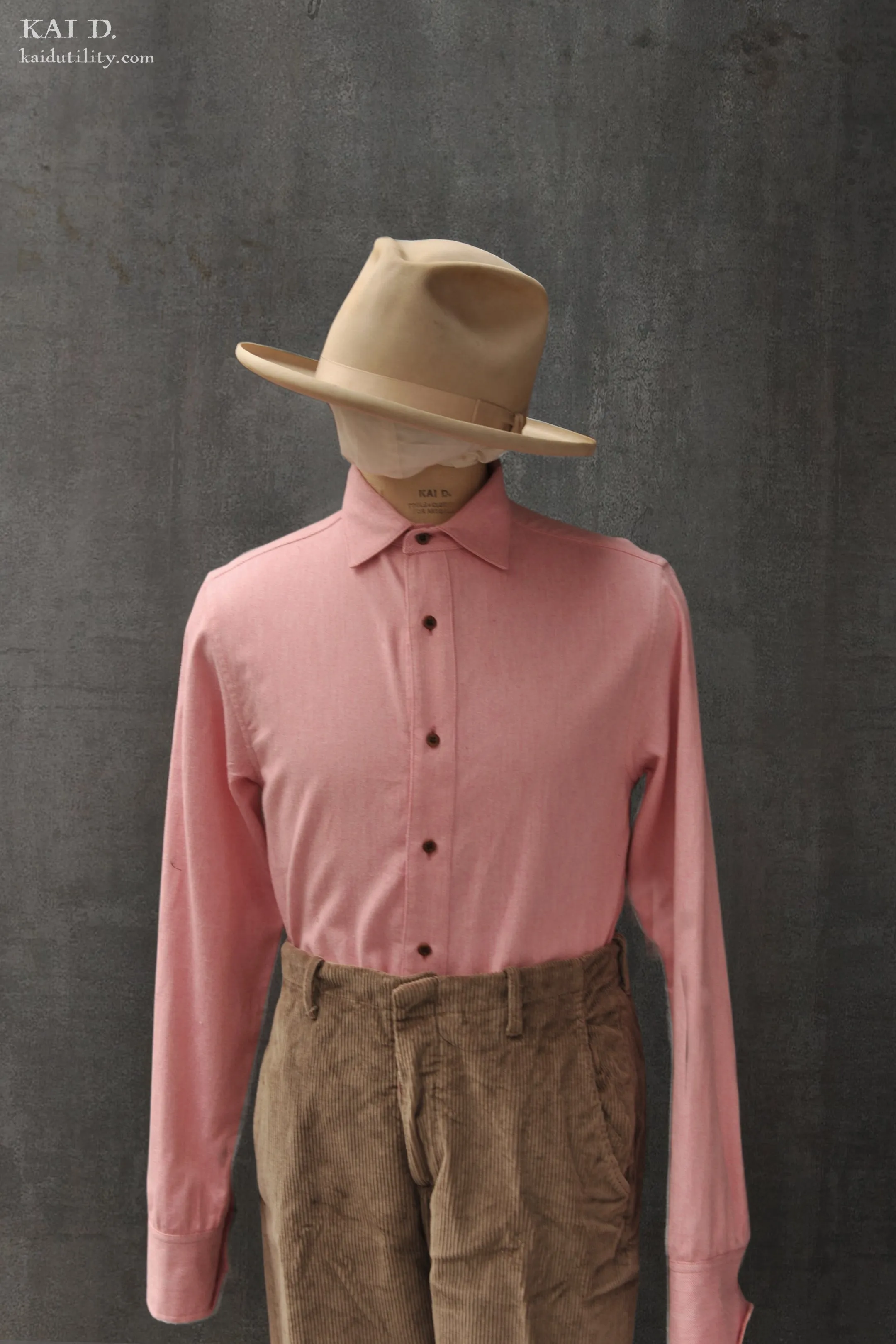 Italian Flannel Denham Shirt - Pink Heather - S, M, L, XL (longer sleeves and body length)