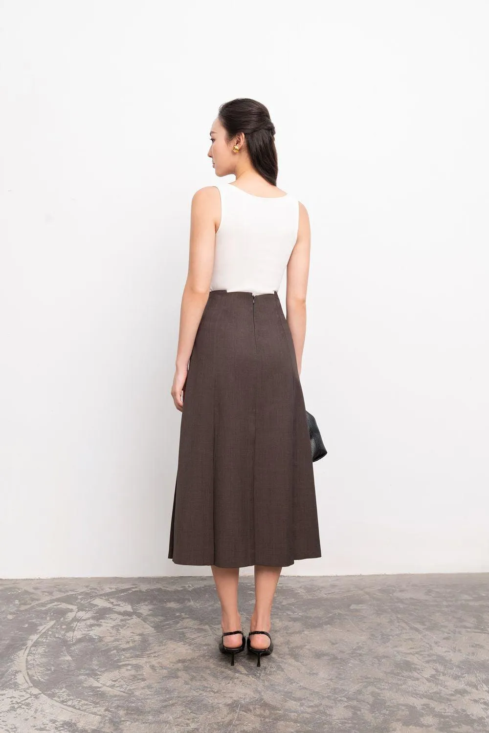 Jael A-line High Waist Linen Midi Skirt