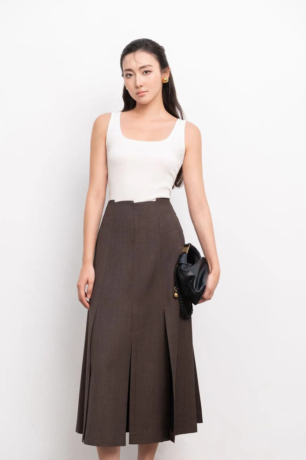 Jael A-line High Waist Linen Midi Skirt