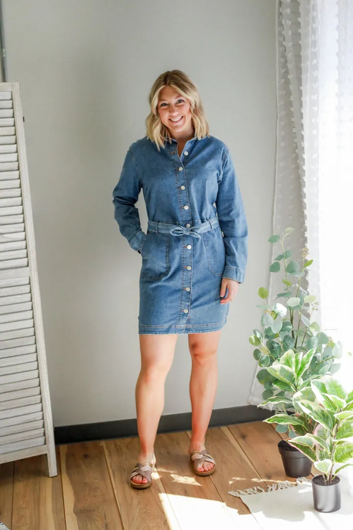 JAG Tie Waist Denim Dress