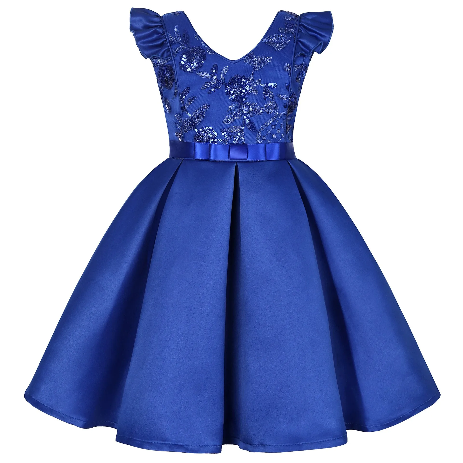 Kids Girl Flower Sequins Party Dress Toddler Infant Bow Children Dress for Girl - KGD8327