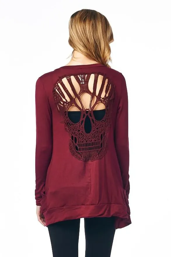 Knitted Skull Hollow Out Cardigan