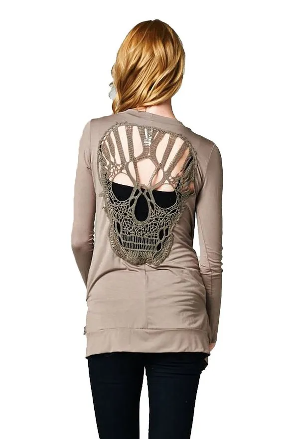 Knitted Skull Hollow Out Cardigan