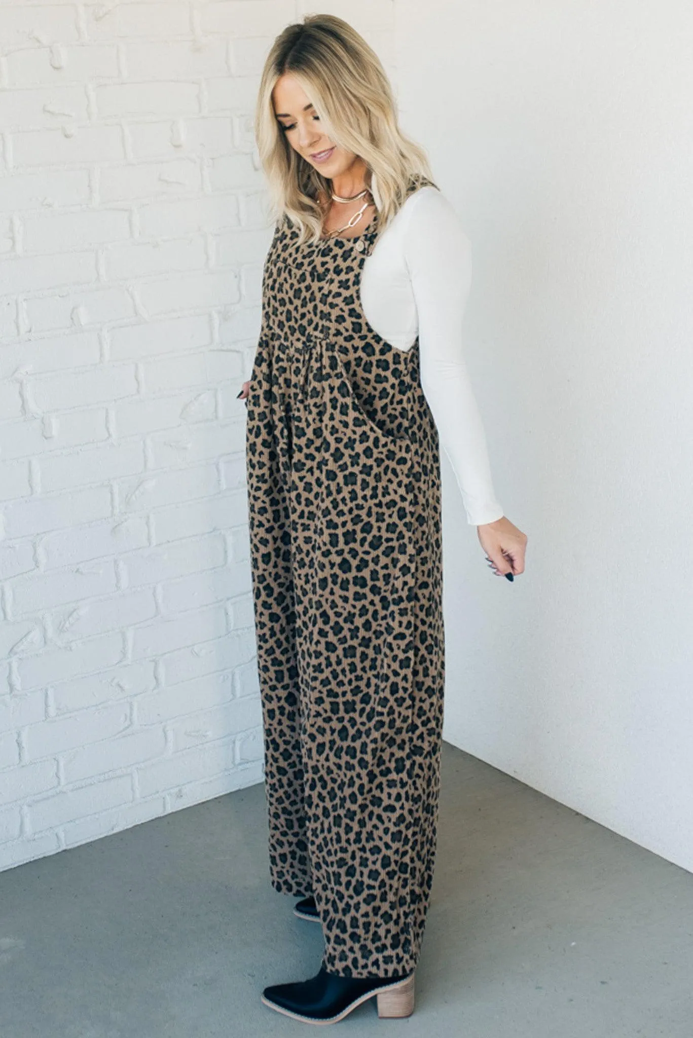 Leopard Corduroy Overalls