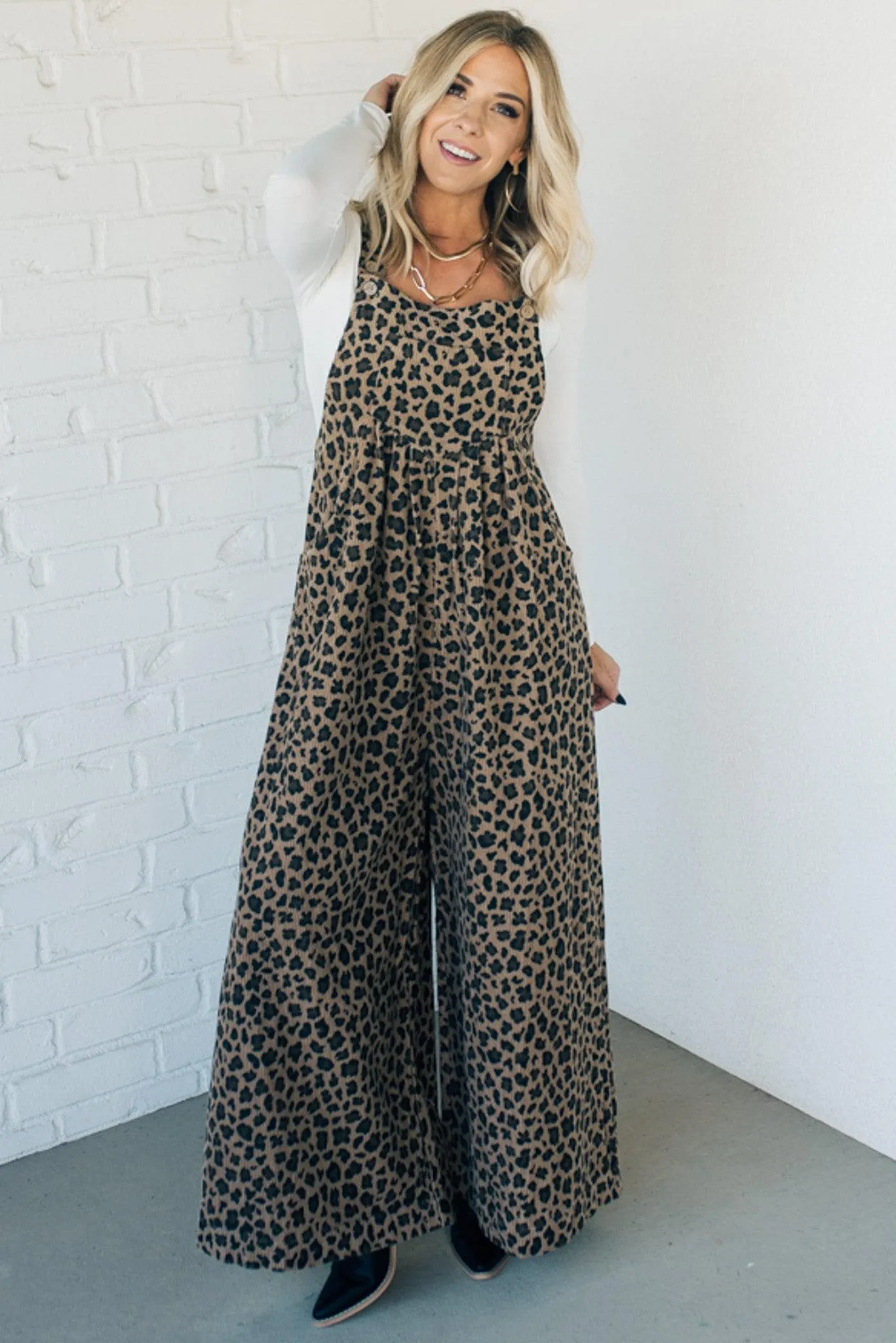 Leopard Corduroy Overalls