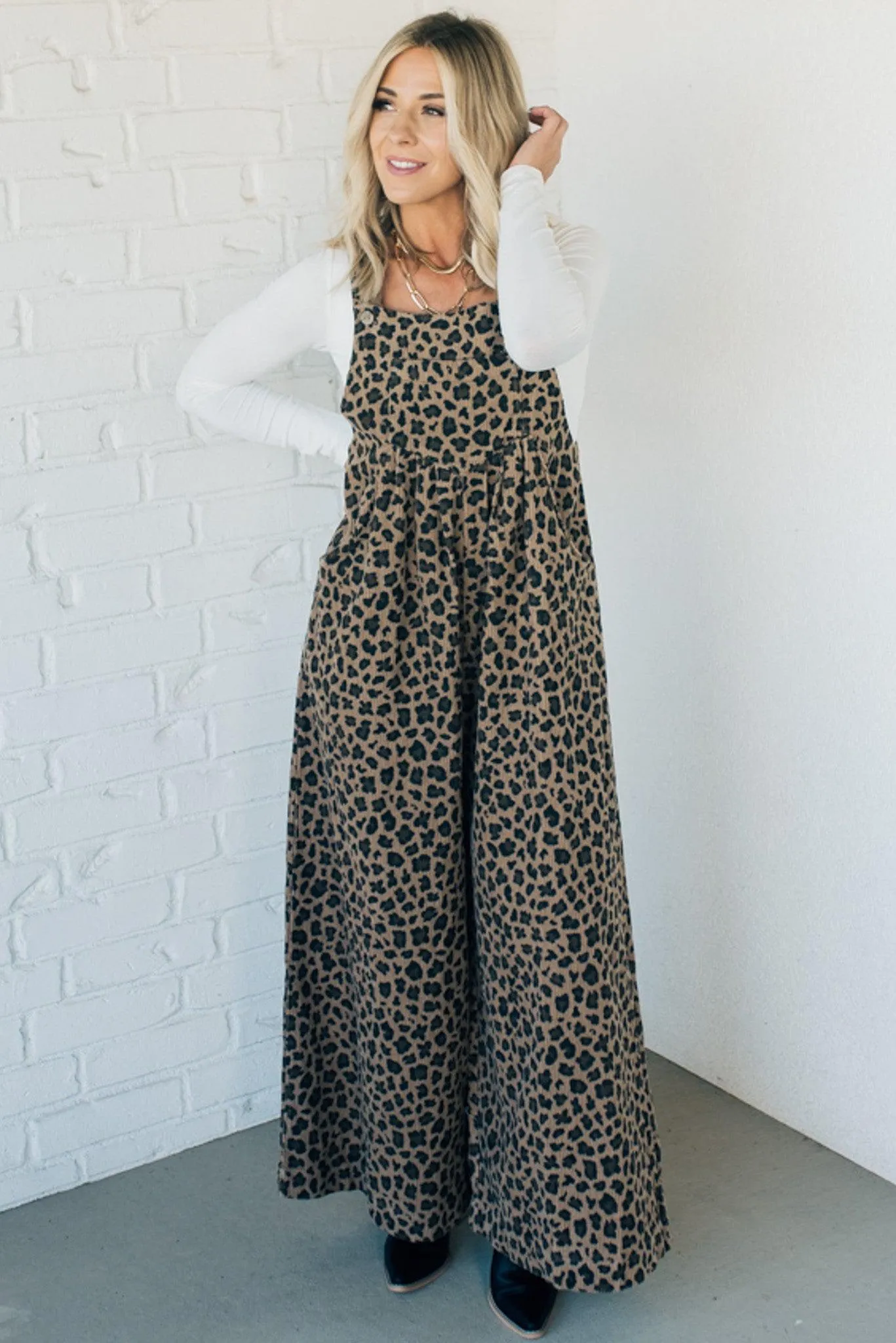 Leopard Corduroy Overalls