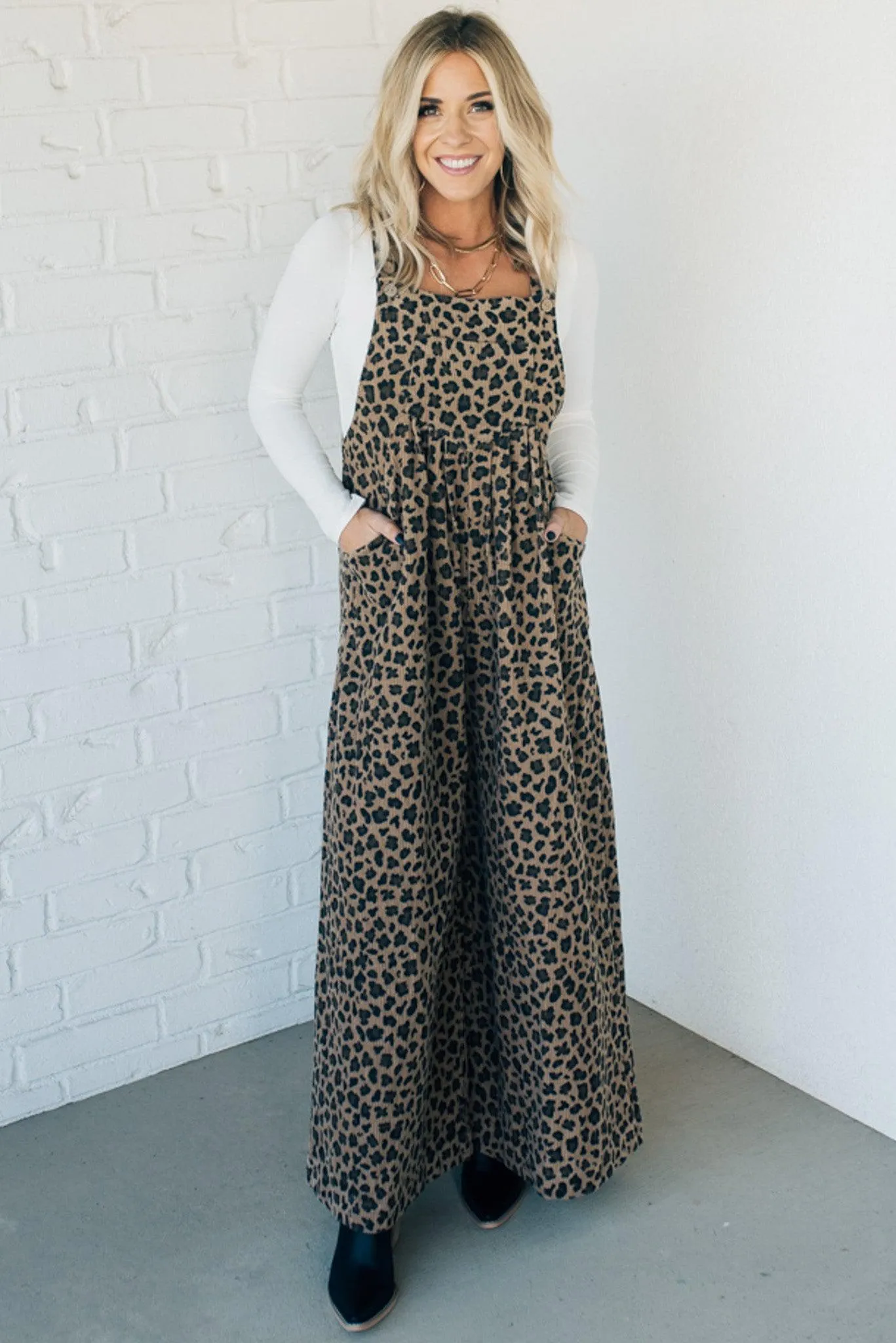 Leopard Corduroy Overalls