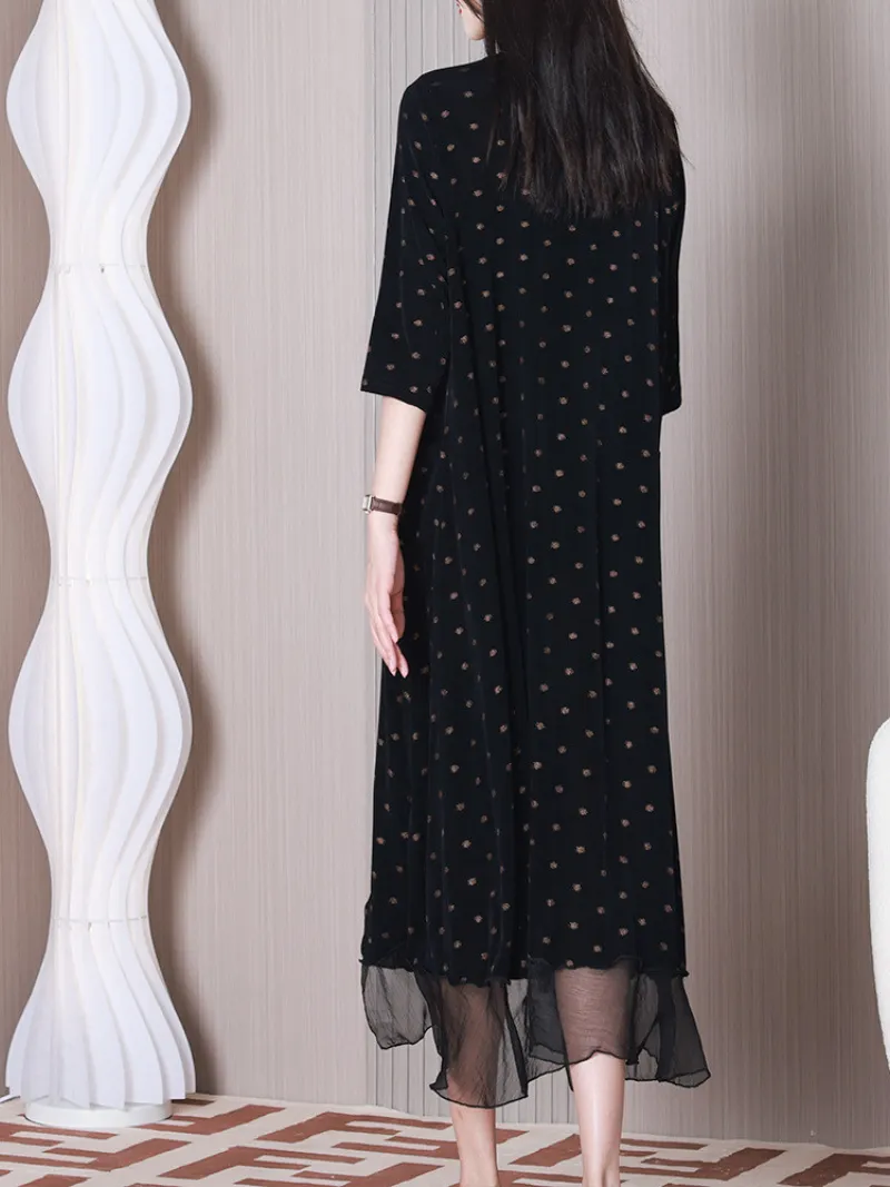 Let Them Go Round Neck Stylish Polka Dots A-line Dress